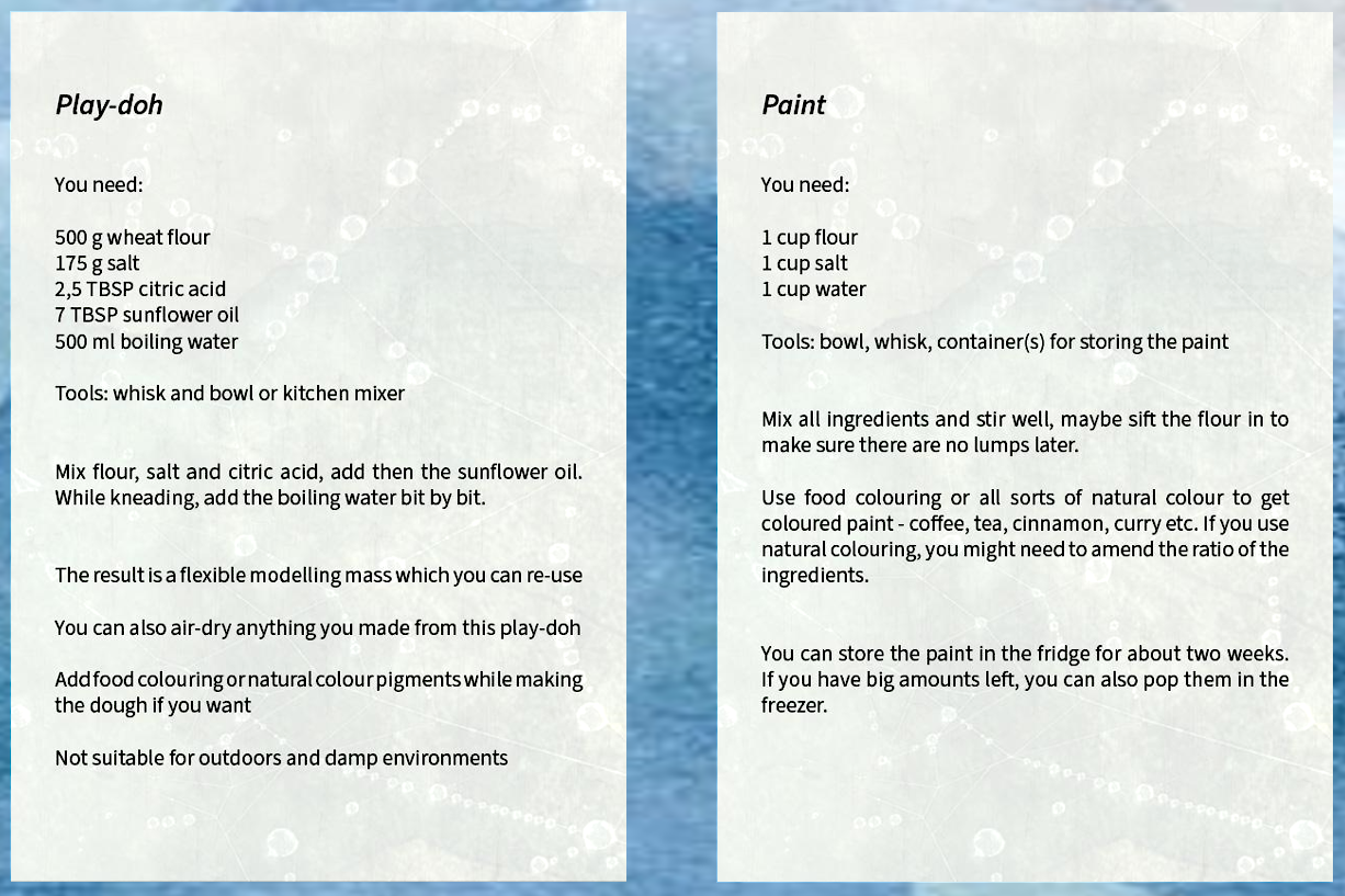 Workshop recipes. Pair 1