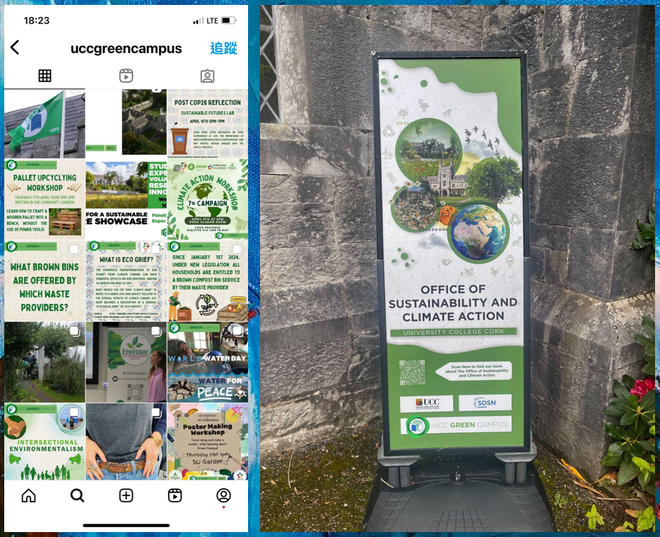 UCC Green Campus on mobile and poster