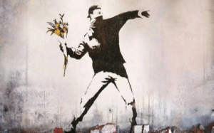 Rage, the Flower Thrower by Banksy